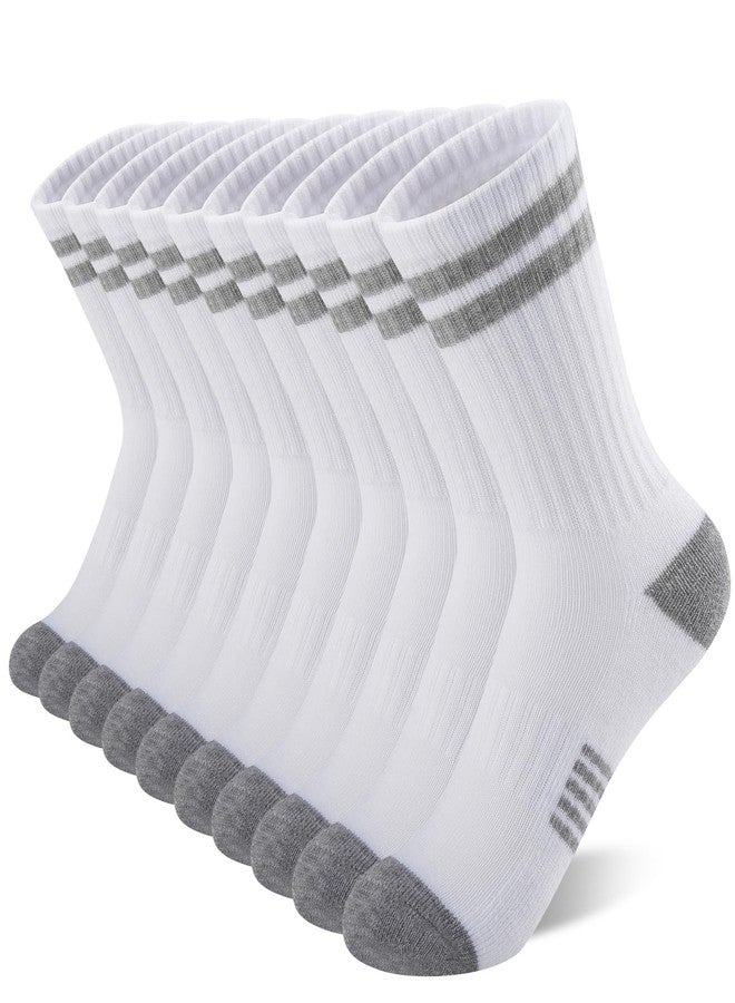 Comfoex 10 Pairs Boys Crew Long Athletic Socks for 4-6 6-8 8-10 Years Old Kids Calf Sports Half Cushioned - Image 1